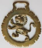 Vintage Horse Brass lion rampant heraldic animal design traditional home decor